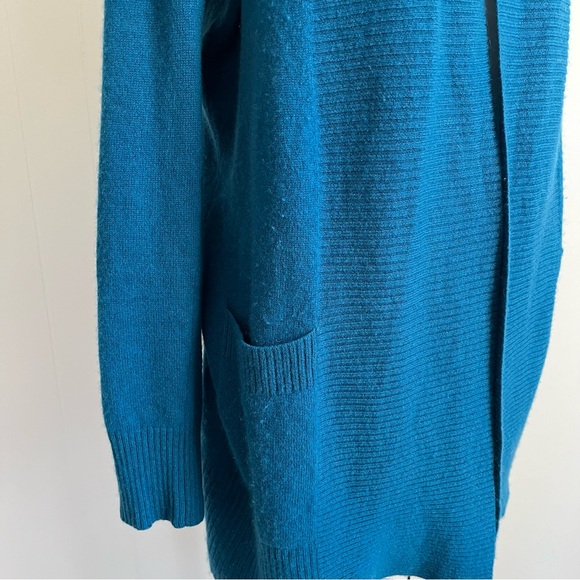 Cynthia Rowley 100% Cashmere Cardigan Sweater Small Peacock Blue Open Front Soft - Picture 5 of 15